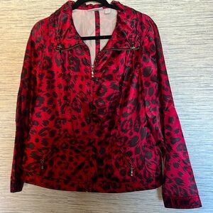 Weekends by Chico lightweight jacket Size 1 (Small) Dark Red/Black Print 533